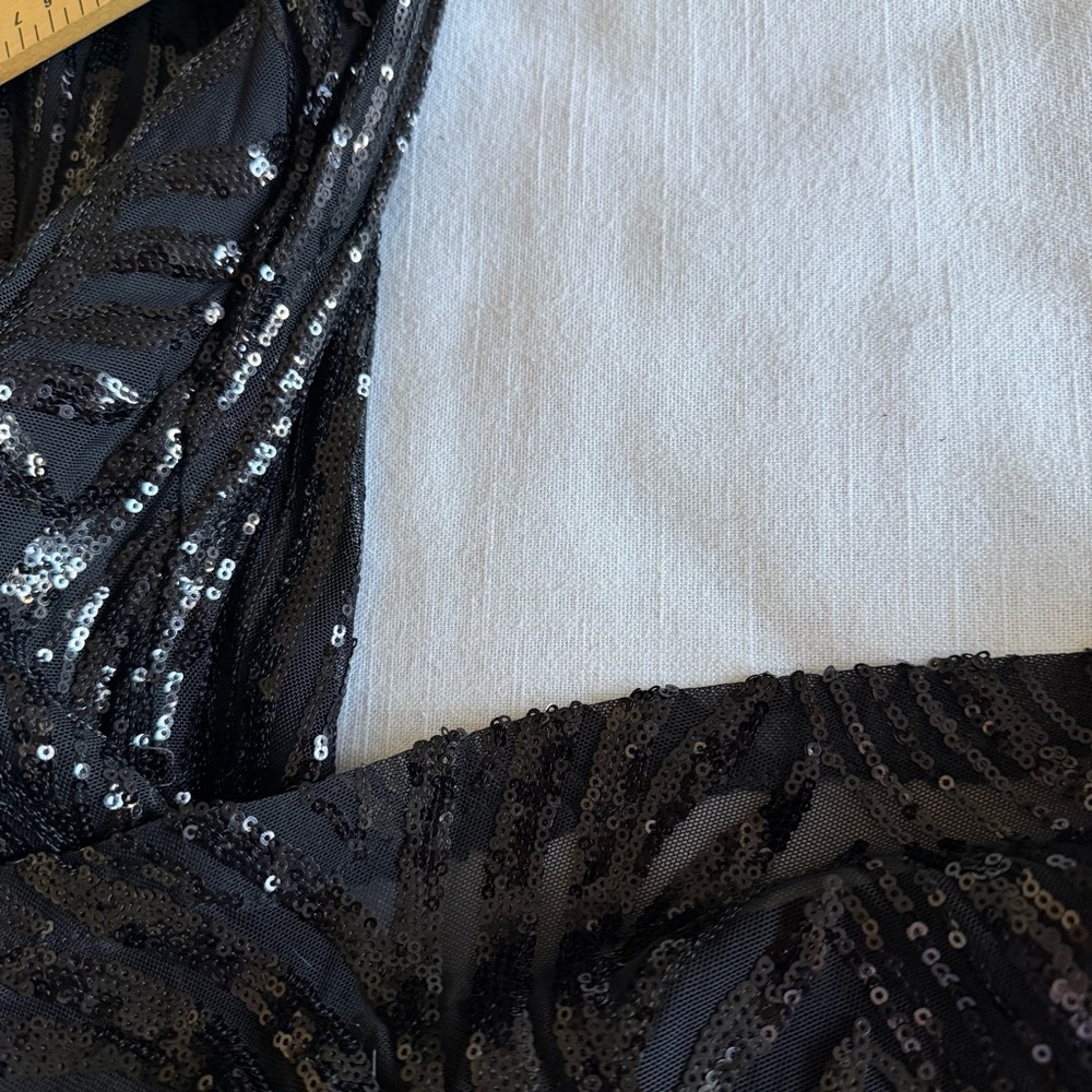 Fashion Nova Tayla Sequin Maxi Dress Womens L Black Mermaid Formal Whimsigoth - Picture 8 of 13